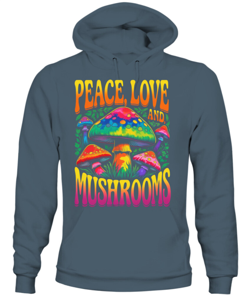 Peace Love and Mushrooms Retro Shirt – 70s Hippie Psychedelic Mushroom T-Shirt