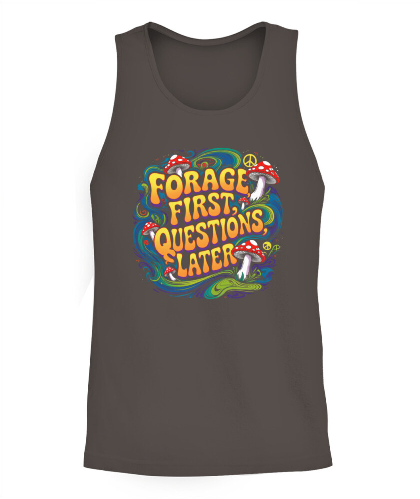 Forage First Questions Later Retro Mushroom Shirt – Hippie Aesthetic Tee for Nature Lovers