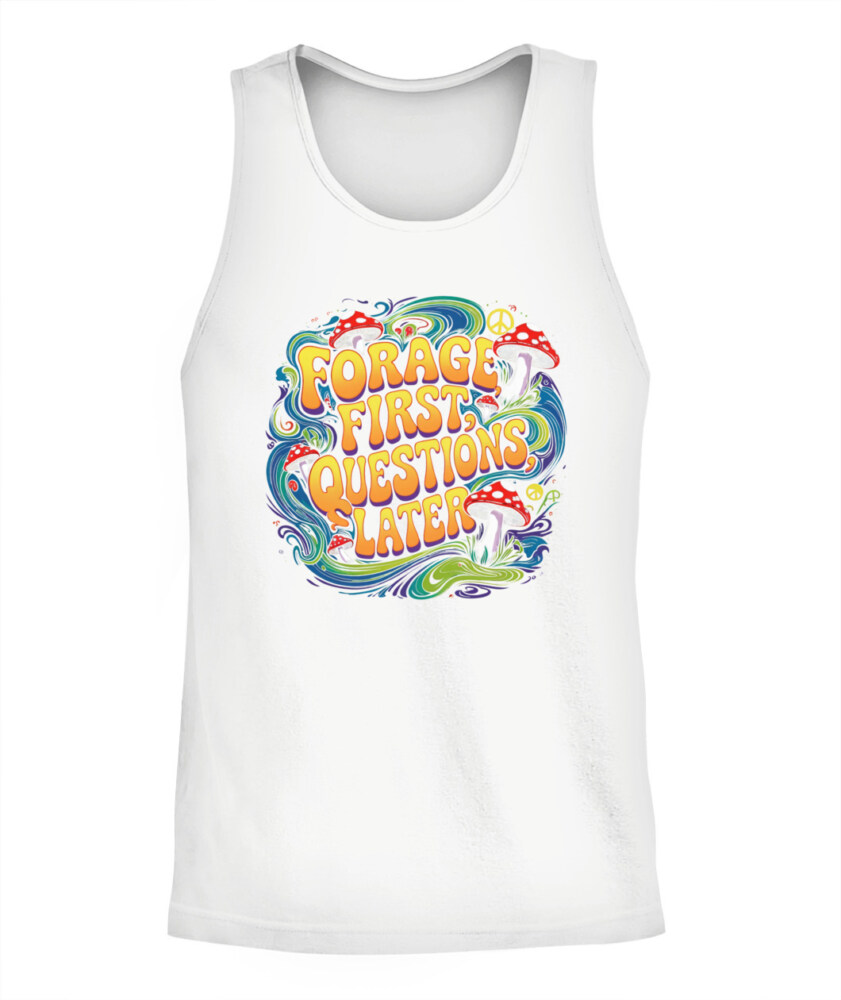 Forage First Questions Later Retro Mushroom Shirt – Hippie Aesthetic Tee for Nature Lovers