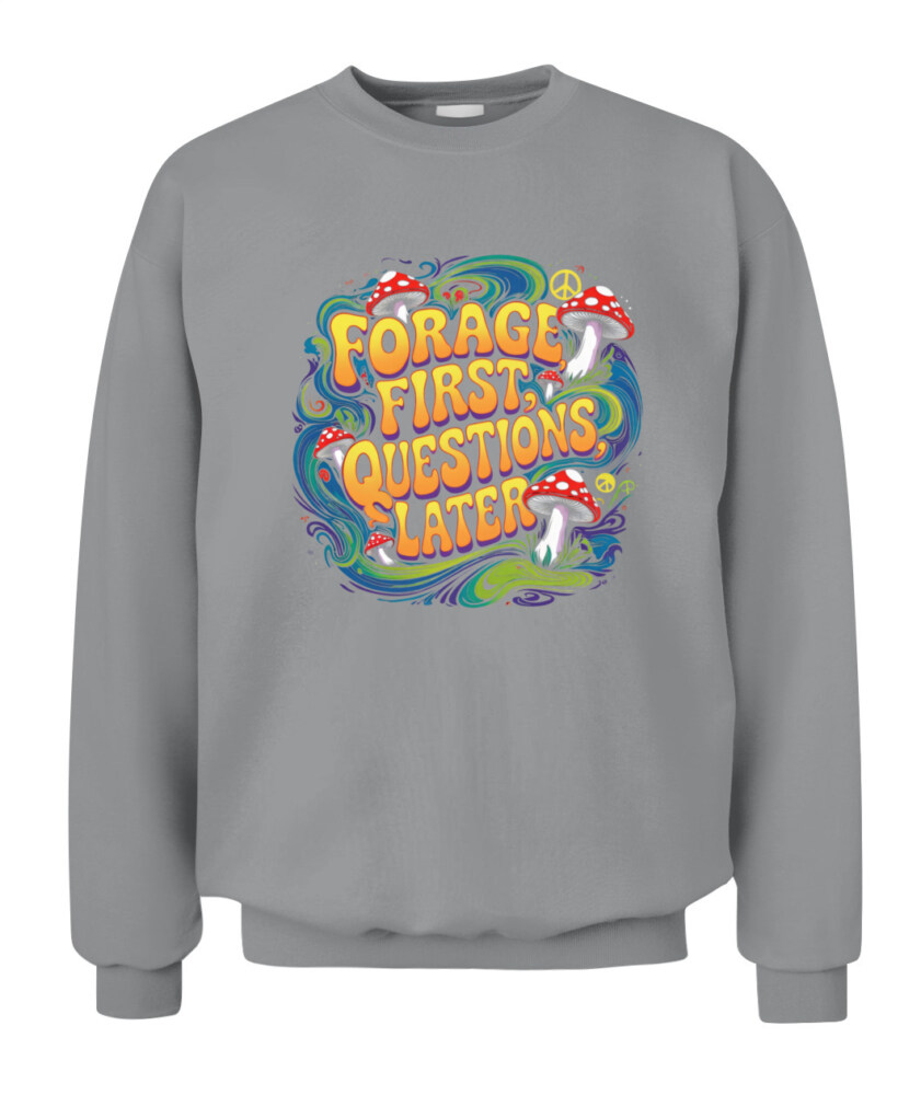 Forage First Questions Later Retro Mushroom Shirt – Hippie Aesthetic Tee for Nature Lovers