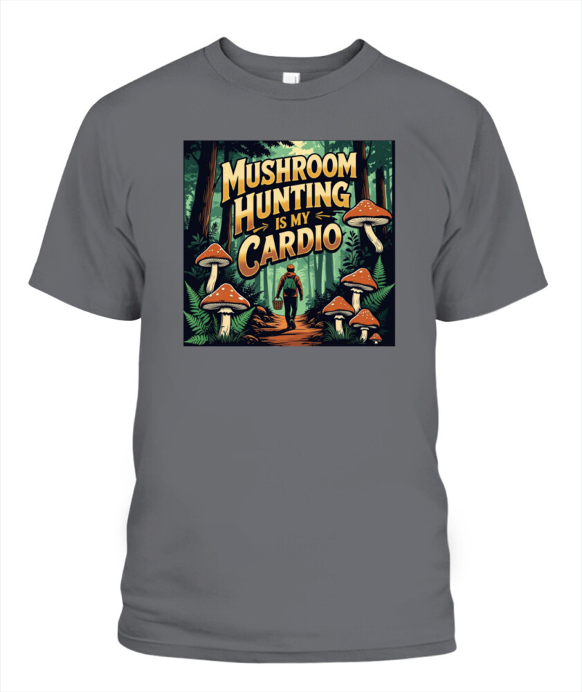 Only Here for the Morels Shirt – Funny Mushroom Foraging Tee – Retro Hippie Nature Lover Gift