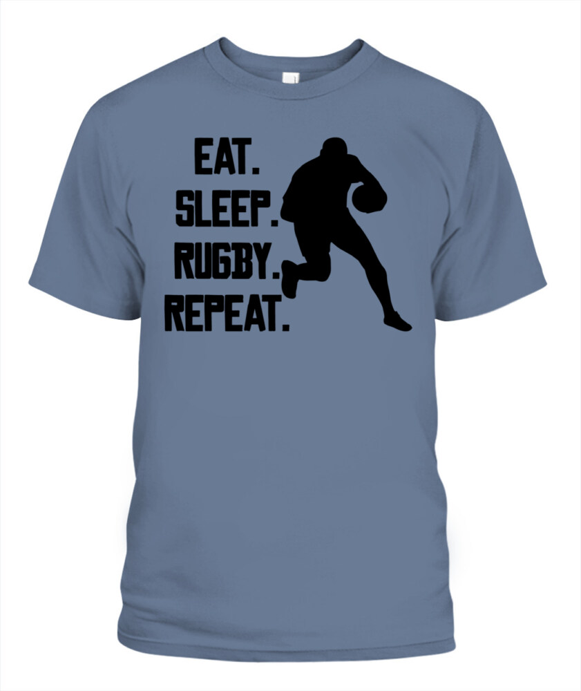 Eat Sleep Rugby Repeat Shirt – Unisex T-Shirt & Tank Top for Rugby Lovers & Players