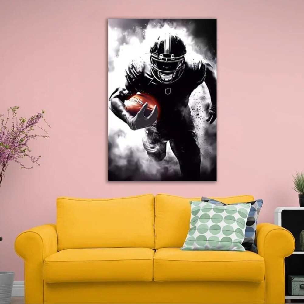 Powerful American Football Player Poster – Sports Wall Decor for Game Room, Gym