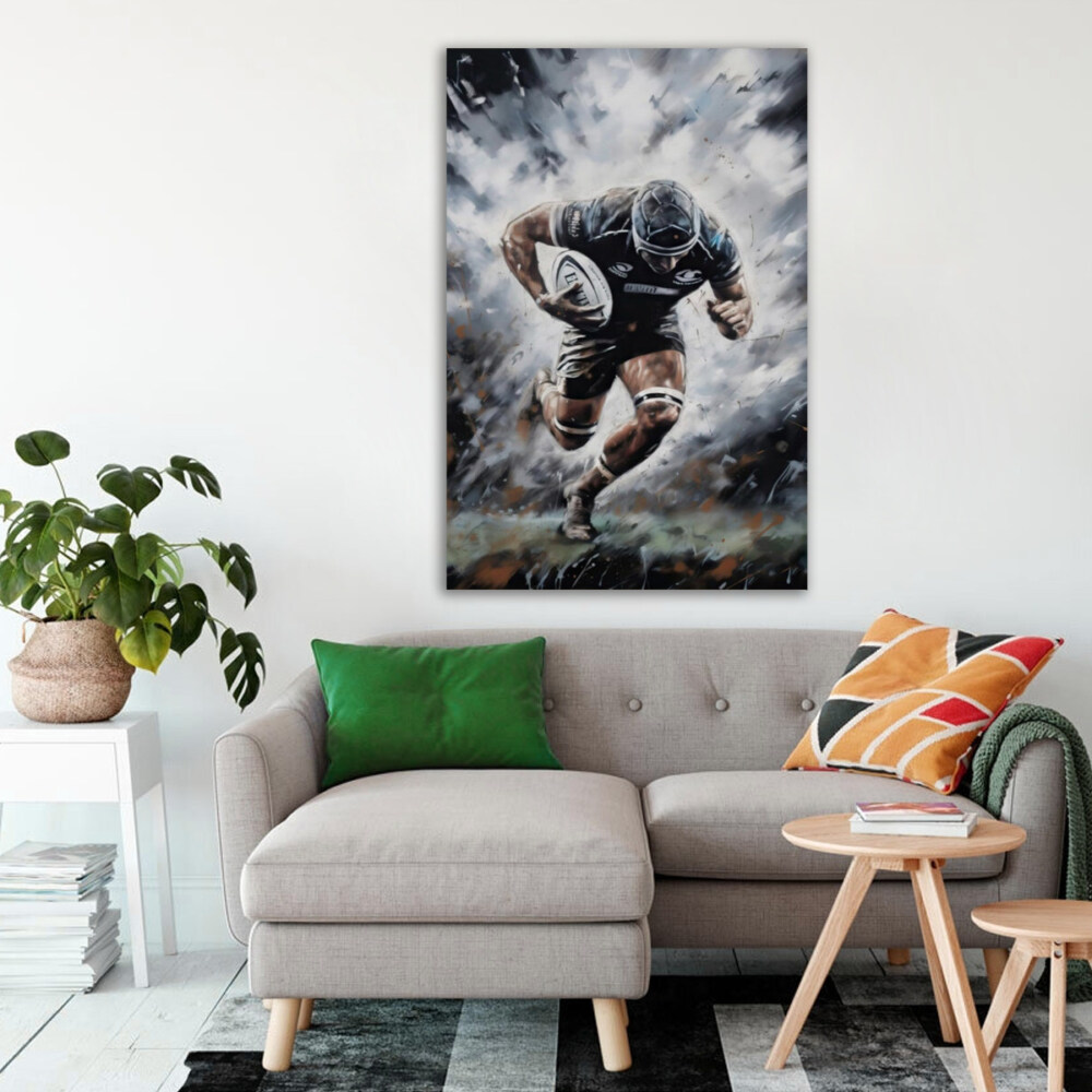 Rugby Action Portrait Poster – Athletic Wall Art for Sports Fans