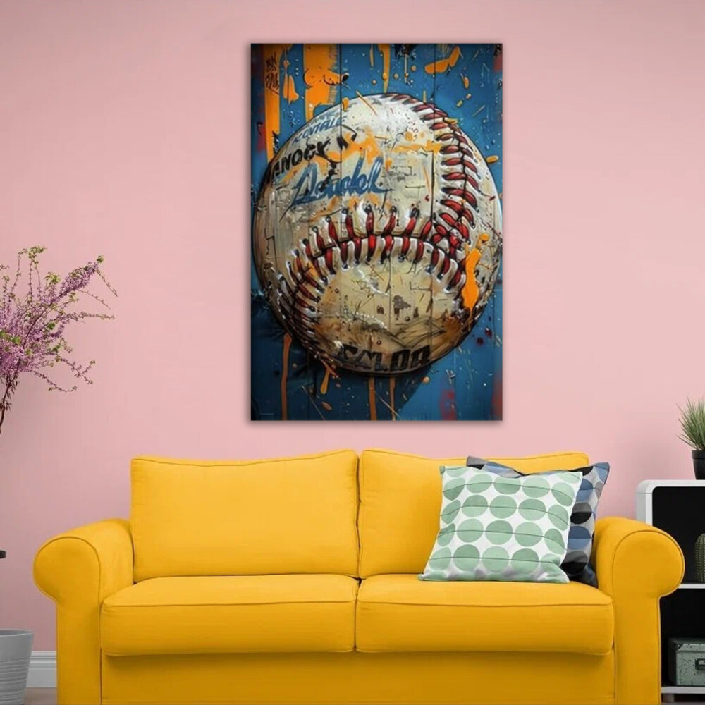 Graffiti Baseball Poster – Vintage Sports Wall Art for Athletes & Baseball Fans 