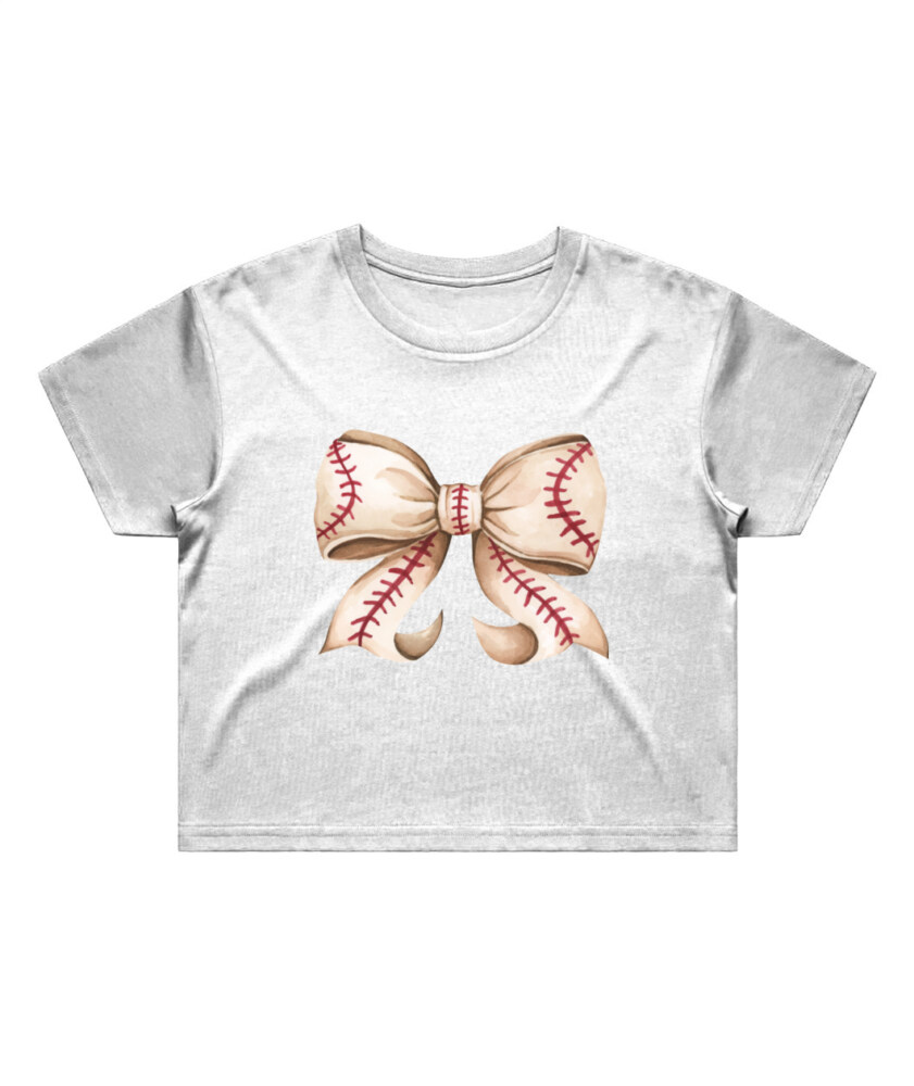 Baseball Bow Cropped T-Shirt for Women | Sporty & Stylish Tee