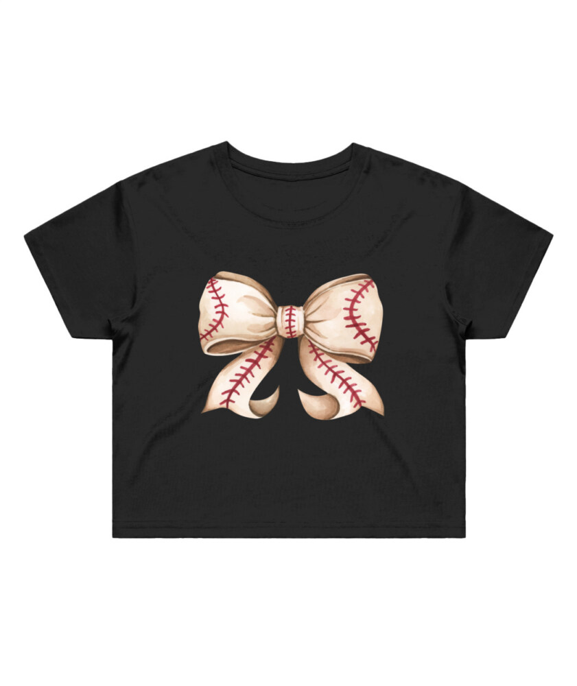 Baseball Bow Cropped T-Shirt for Women | Sporty & Stylish Tee