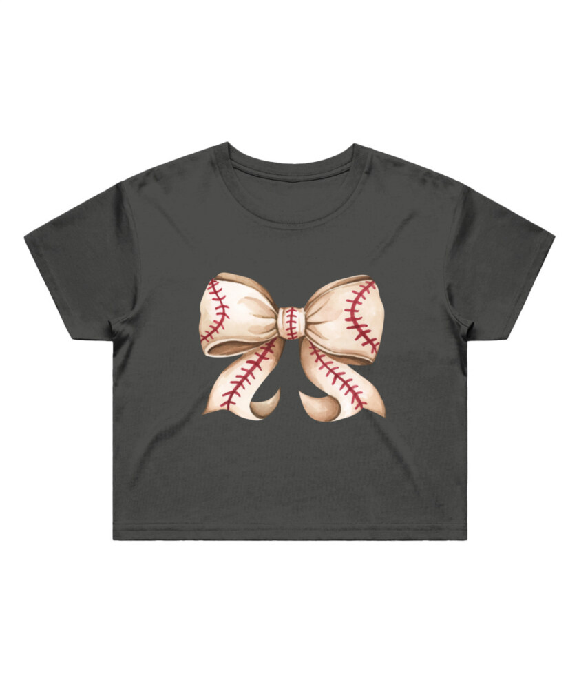 Baseball Bow Cropped T-Shirt for Women | Sporty & Stylish Tee
