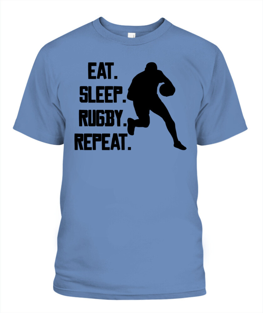 Eat Sleep Rugby Repeat Shirt – Unisex T-Shirt & Tank Top for Rugby Lovers & Players