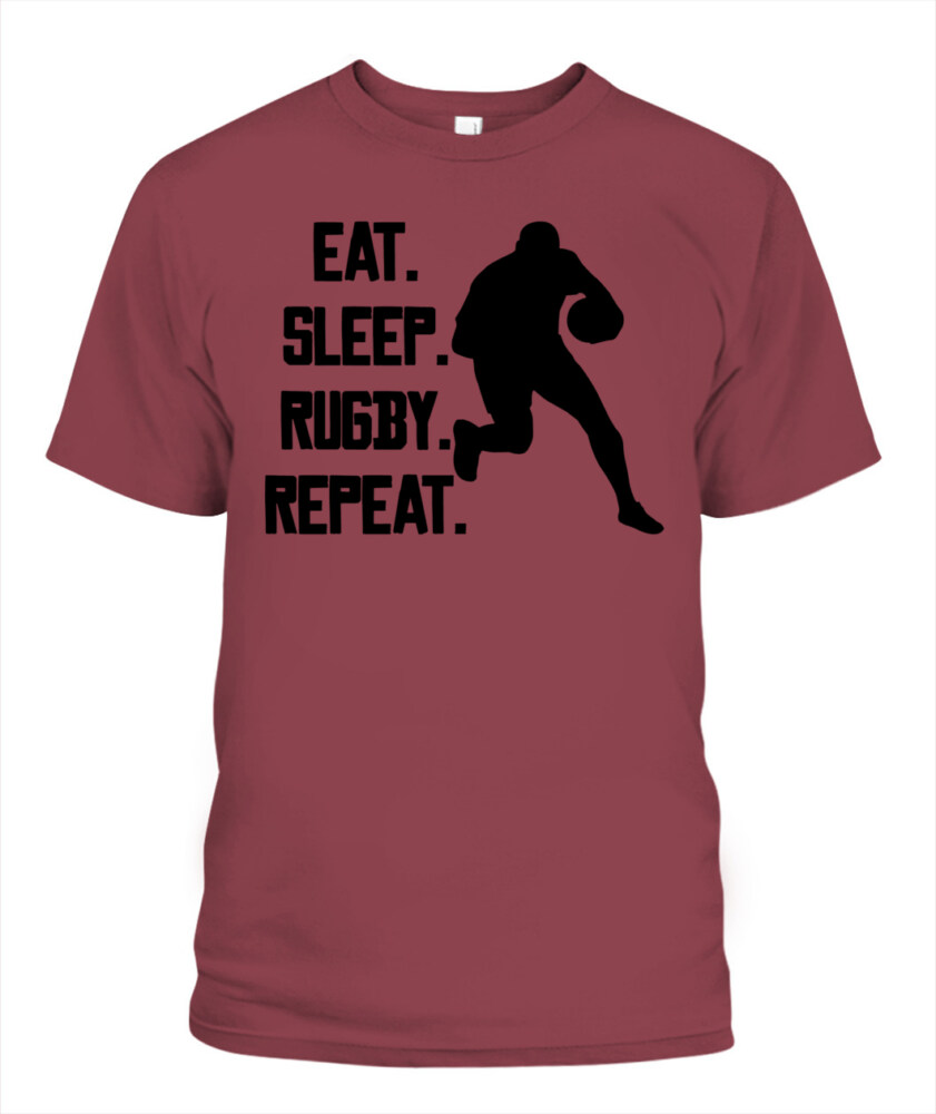 Eat Sleep Rugby Repeat Shirt – Unisex T-Shirt & Tank Top for Rugby Lovers & Players