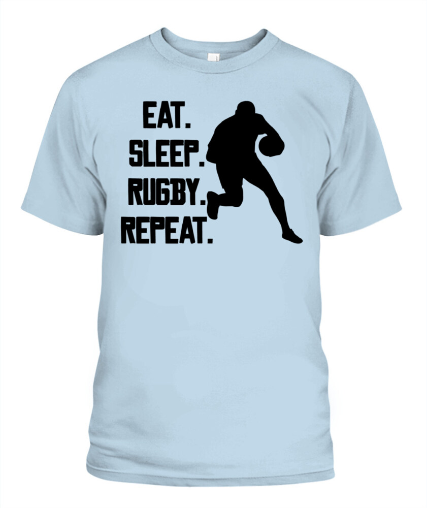 Eat Sleep Rugby Repeat Shirt – Unisex T-Shirt & Tank Top for Rugby Lovers & Players
