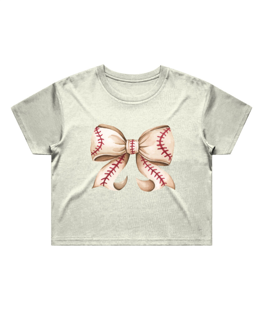 Baseball Bow Cropped T-Shirt for Women | Sporty & Stylish Tee