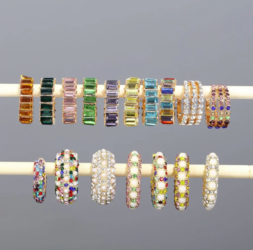 1Pcs CZ Cuff Earrings for Women Small C Shape Ear Cuff Colorful Rhinestone Clip Earrings Crystal Earcuff Without Piercing