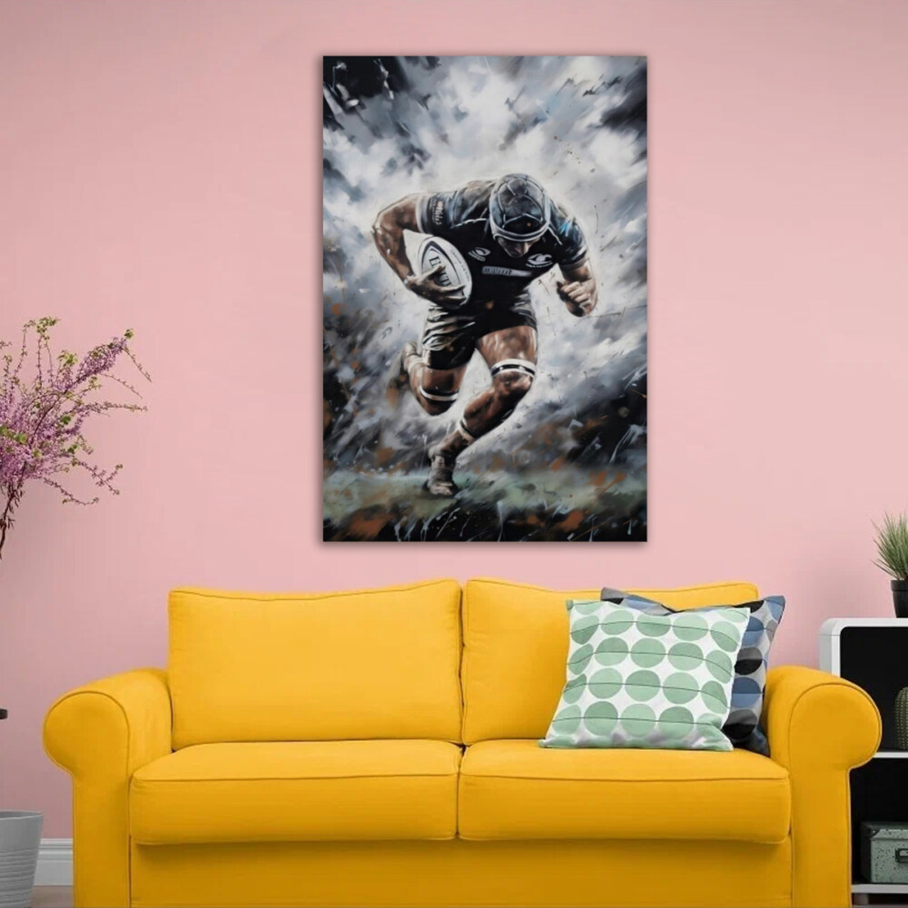 Rugby Action Portrait Poster – Athletic Wall Art for Sports Fans