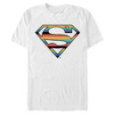 Men's Superman Logo Retro Stripe  Adult T-Shirt