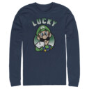 Men's Nintendo Super Mario St. Patrick's Day Lucky Luigi Retro  Adult Long Sleeve Shirt