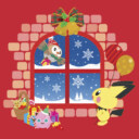 Men's Pokemon Christmas Window  Adult T-Shirt