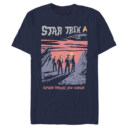 Men's Star Trek: The Original Series Explore New Worlds Cartoon Poster  Adult T-Shirt