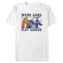 Men's Monsters at Work Work Hard Play Harder  Adult T-Shirt