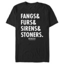 Men's Wednesday Fangs & Furs & Sirens & Stoners  Adult T-Shirt