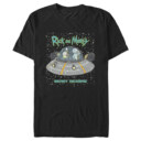 Men's Rick And Morty Snowing Spaceship Merry Rickmas  Adult T-Shirt