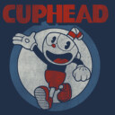 Men's Cuphead Smile and Wave Distressed  Adult Long Sleeve Shirt