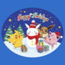 Men's Pokemon Christmas Happy Holidays Snowman  Adult Pull Over Hoodie