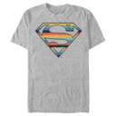 Men's Superman Logo Retro Stripe  Adult T-Shirt
