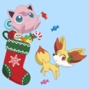 Men's Pokemon Christmas Jigglypuff and Fennekin Stocking  Adult T-Shirt