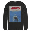 Men's Jaws Retro Distressed Poster  Adult Long Sleeve Shirt