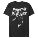Men's Power Rangers Black Ranger Jump Kick  Adult T-Shirt