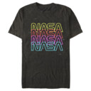 Men's NASA Neon Rainbow Repeat Text Logo  Adult T-Shirt