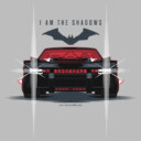 Men's The Batman Batmobile Headlights I Am The Shadows  Adult T-Shirt