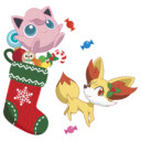 Men's Pokemon Christmas Jigglypuff and Fennekin Stocking  Adult T-Shirt