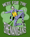 Men's Batman St. Patrick's Day Joker Here for the Shenanigans  Adult T-Shirt