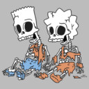 Men's The Simpsons Skeleton Bart and Lisa  Adult T-Shirt