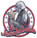 Men's Star Wars: The Mandalorian Fourth of July Grogu and Mando Frame  Adult T-Shirt