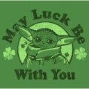 Men's Star Wars: The Mandalorian St. Patrick's Day Grogu May Luck be with You Distressed  Adult T-Shirt