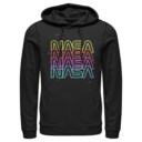 Men's NASA Neon Rainbow Repeat Text Logo  Adult Pull Over Hoodie