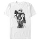 Men's The Nightmare Before Christmas Jack and Sally Black and White Dance Sketch  Adult T-Shirt