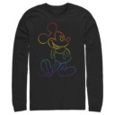 Men's Mickey & Friends Rainbow Mickey Mouse Outline  Adult Long Sleeve Shirt