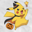 Men's Pokemon Halloween Pikachu Wizard  Adult Baseball Tee