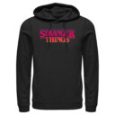 Men's Stranger Things Pink Logo  Adult Pull Over Hoodie