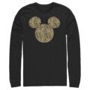 Men's Mickey & Friends Cheetah Print Mickey Mouse Logo  Adult Long Sleeve Shirt