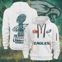 Stocktee Philadelphia Eagles Super Bowl LIX Champions Limited Edition WHITE 2D Quarter Zip Hoodie Sizes S - 5XL GTS013177