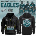 Stocktee Philadelphia Eagles Super Bowl LIX Champions Limited Edition BLACK 2D Quarter Zip Hoodie Sizes S - 5XL GTS013145