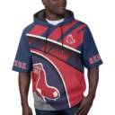 Stocktee Boston Red Sox Stripe Pattern Summer  Short Sleeve Pullover Hoodie Size S-5XL NEW036036