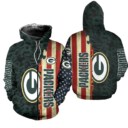 Stocktee Green Bay Packers America Flag All Over Print Hoodie Zip Hoodie Unisex Size NEW075818