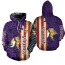 Stocktee Minnesota Vikings America Flag All Over Print Hoodie Zip Hoodie Unisex Size NEW075827
