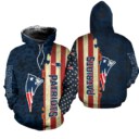 Stocktee New England Patriots America Flag All Over Print Hoodie Zip Hoodie Unisex Size NEW075805